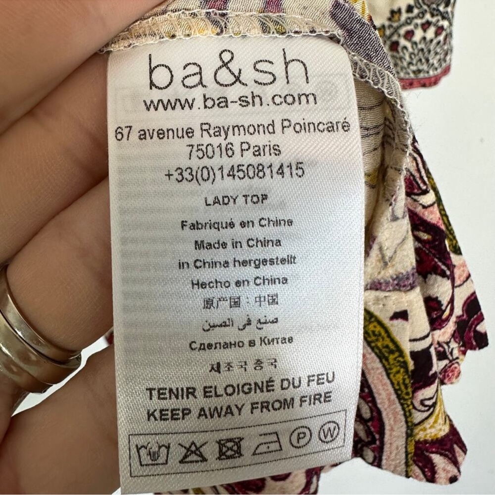 BA&SH Zarry Print Top size large paisley print berry & ecru - Picture 6 of 12